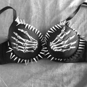 Black bra with skeleton hands
